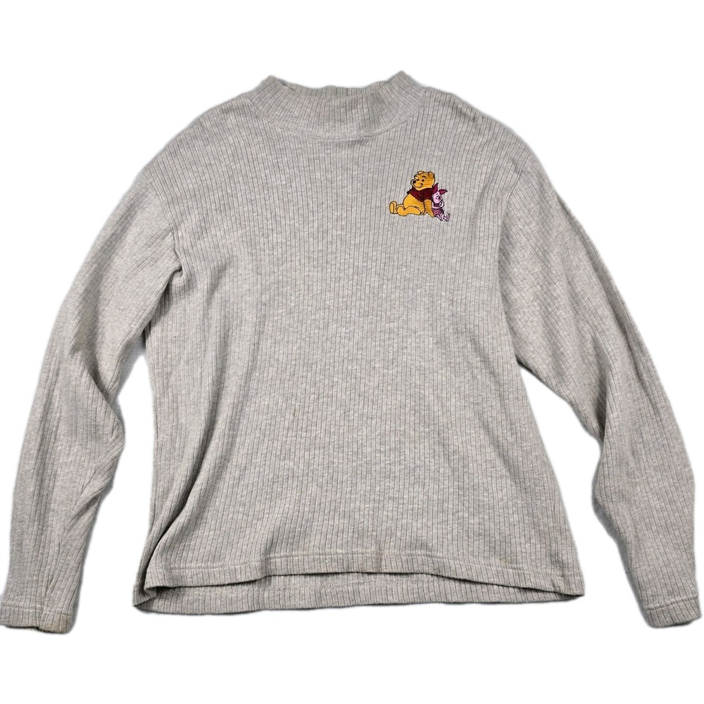 Disney Store Winne The Pooh Piglet Women Size 2XL Beige Ribbed Long Sleeve Shirt